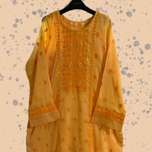 Sunny Yellow Embroidered Indian/Pakistani for EID